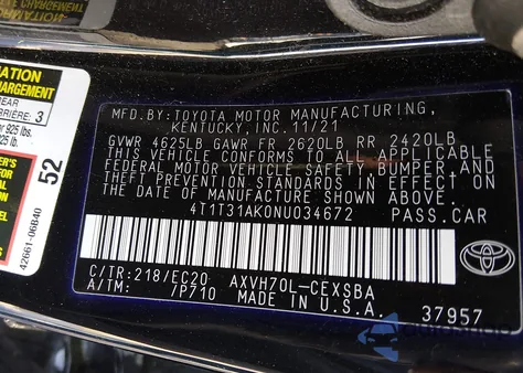 2022 Toyota Camry Nightshade Edition Hybrid из США, поврежденный, VIN 4T1T31AK0NU034672